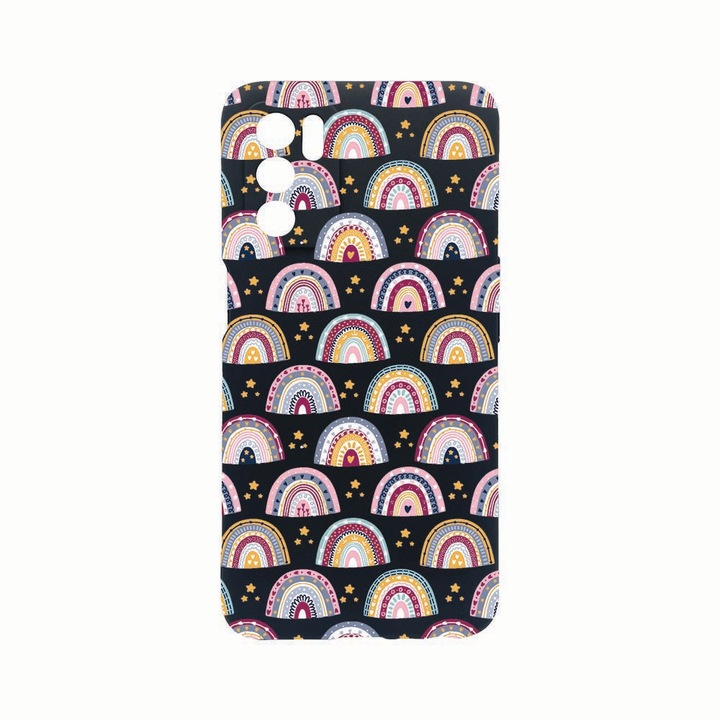 Силиконов калъф Unique за Oppo A16, Rainbow Hand Drawn, защита на камерата, Black c-B 839