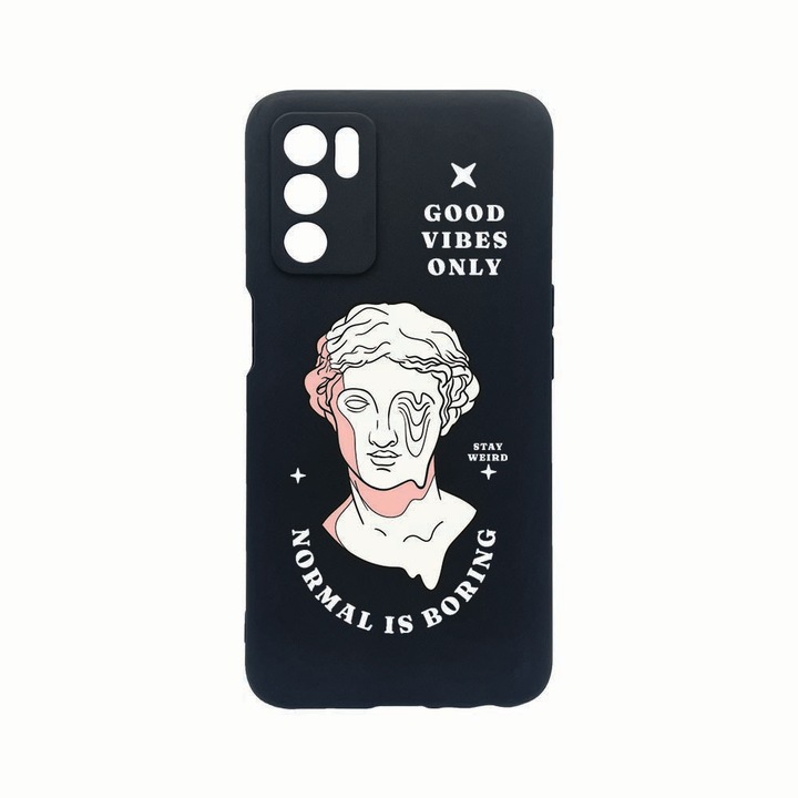 Силиконов калъф Unique за Oppo A16, Normal Is Boring, защита на камерата, Black c-B 911