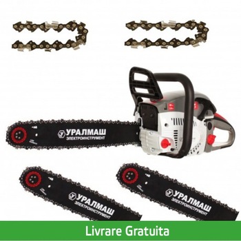 Motoferastrau (drujba) Uralmash 5200, 3.54 Cp, 52cc, 2 lame si 2 lanturi Motoferastrau (drujba) Uralmash 5200, 3.54 Cp, 52cc, 2 lame si 2 lanturi