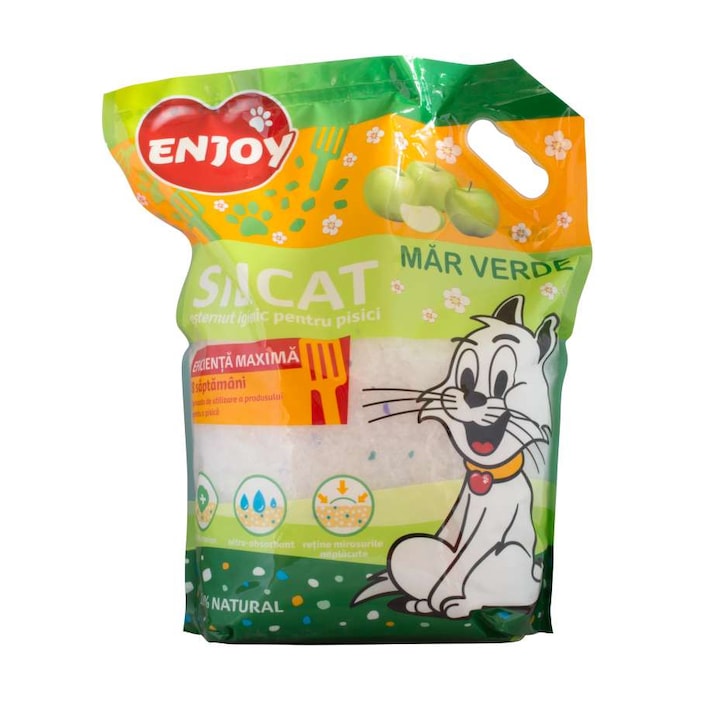 Asternut igienic pentru pisici, Enjoy, Silicat Mar Verde, 7.6 L