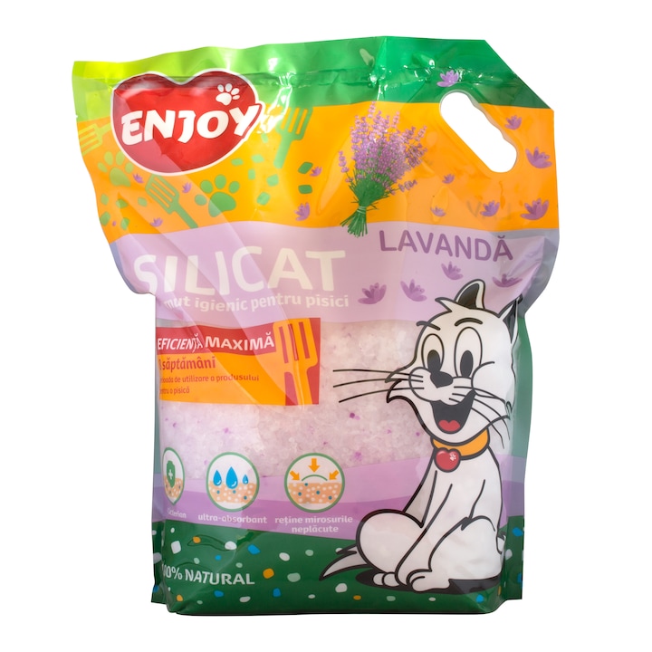 Asternut igienic pentru pisici, Enjoy, Silicat Lavanda, 7.6 L