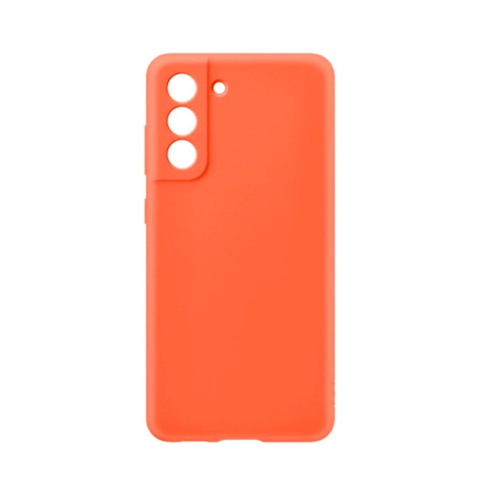 Силиконов калъф, вътрешност от микрофибър, съвместим с Samsung Galaxy S21 Ultra, оранжев