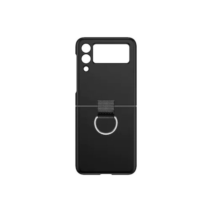 PremiumCell védőtok gyűrűvel Galaxy Z Flip4-hez, fekete, ütés elleni védelem, ultra biztonságos kamera