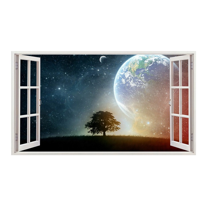 Autocolant decorativ, Fereastra, Planete, Multicolor, 83 cm, 83ST