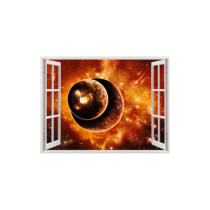 Autocolant decorativ, Fereastra, Planete, Multicolor, 83 cm, 182ST