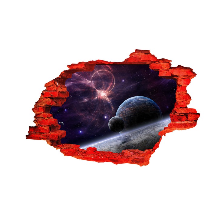 Autocolant decorativ, Gaura in perete, Planete, Multicolor, 83 cm, 170ST-2