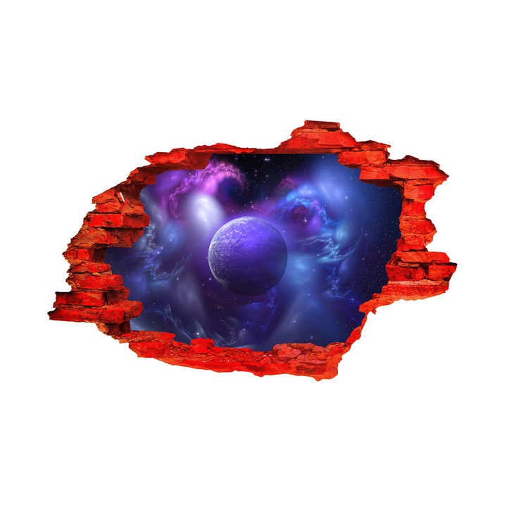 Autocolant decorativ, Gaura in perete, Planete, Multicolor, 83 cm, 204ST-2