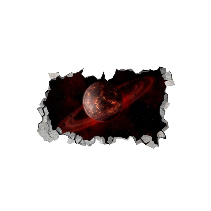 Autocolant decorativ, Gaura in perete, Planete, Multicolor, 83 cm, 205ST-3