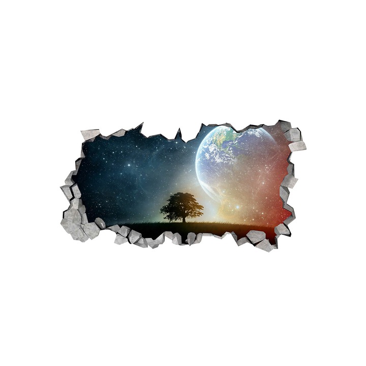 Autocolant decorativ, Gaura in perete, Planete, Multicolor, 83 cm, 45ST-3