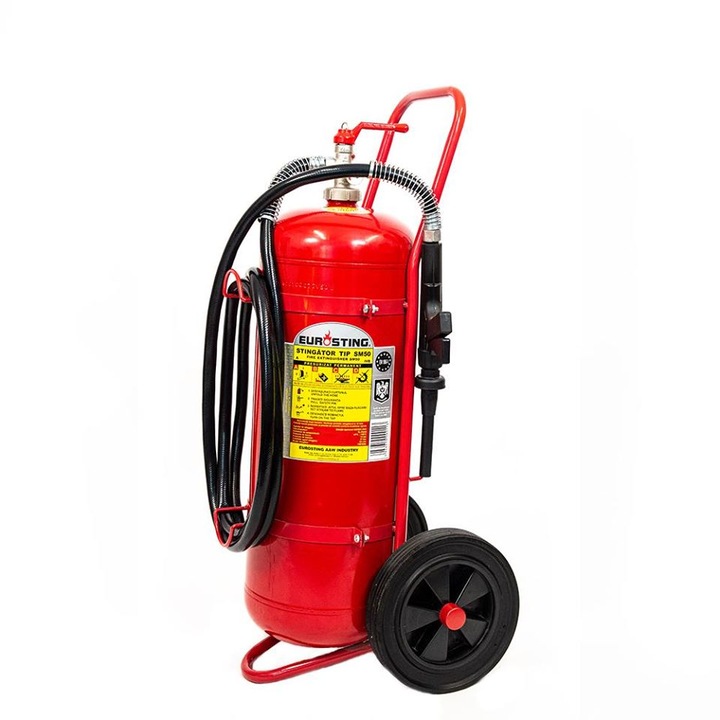 Stingator presurizat Eurosting cu spuma mecanica tip SM50, 50 l, cu suport de prindere inclus, valabilitate 3 ani