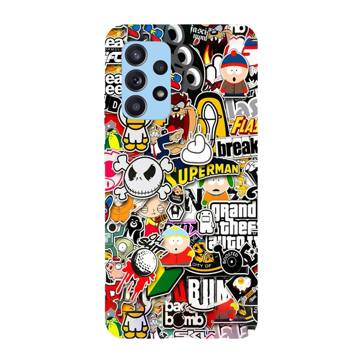 Husa compatibila cu Samsung Galaxy A72 model Cartoon Stickers, Silicon, TPU, Viceversa