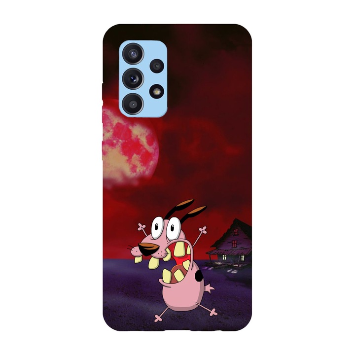 Samsung Galaxy A53 5G modellel kompatibilis borító Courage the gyáva kutya vörös hold, szilícium, TPU, Viceversa