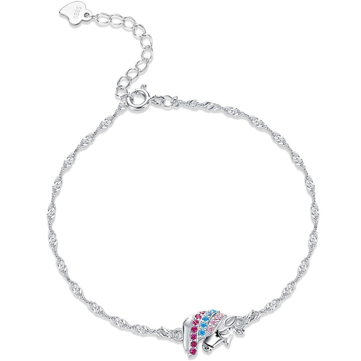 Gyermek karkötő, Mennica Bydgoska, Unicorn modell, Ezüst 925, Ródium bevonat, 8,2 x 12,7 mm, Ezüst