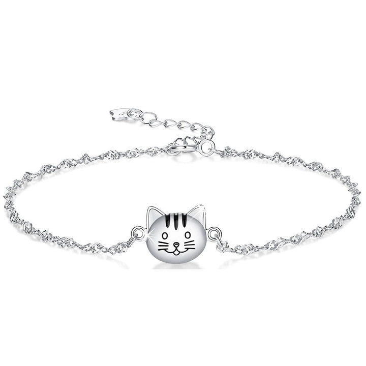 Gyermek karkötő, Mennica Bydgoska, Macska modell, Ezüst 925, Ródium bevonat, Ezüst