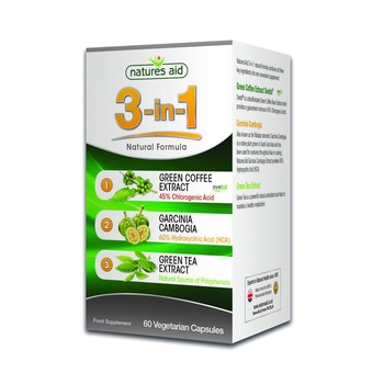 Formula naturala 3-in-1 cu extract de cafea verde, garcinia cambogia si ceai verde Natures Aid, 60 capsule vegetale Formula naturala 3-in-1 cu extract de cafea verde, garcinia cambogia si ceai verde Natures Aid, 60 capsule vegetale