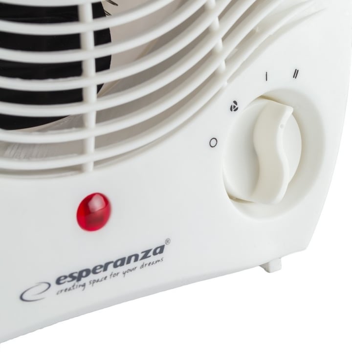 Esperanza Gobi Légfűtő, 2000 W, 2 fokozatú, állítható termosztáttal és hideg levegő funkcióval, fehér