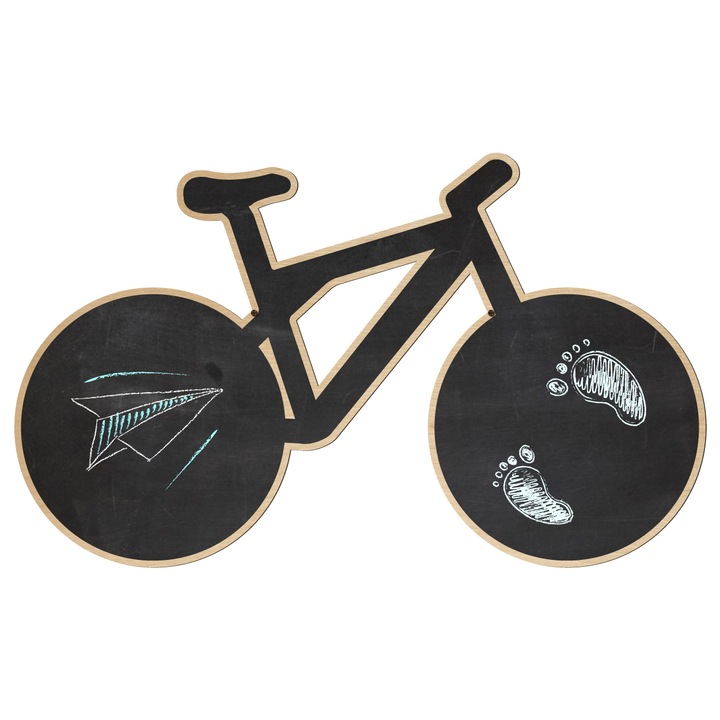 Tabla neagra de scris cu creta 'Bicicleta' din MDF, 100X60 cm