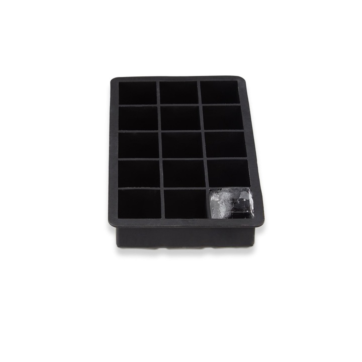 Forma silicon pentru cuburi de gheata, Relaxdays, negru, pentru 15 cuburi, 3.5 cm