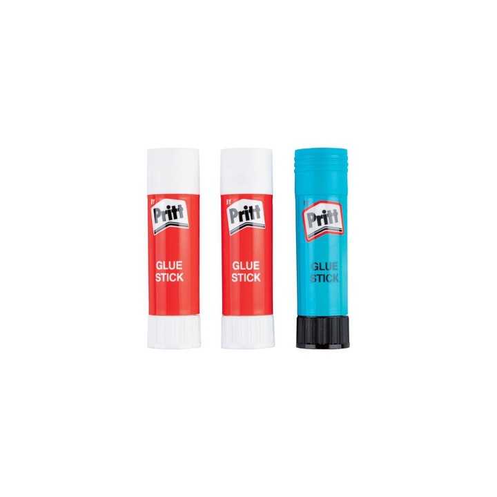 Set 3 batoane lipici, alb, albastru, 20g x 3, Pritt Classic