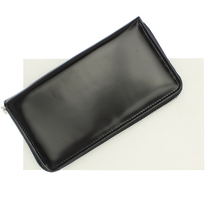 Portofel de dama, din piele naturala, ButicCochet, 19x10x3 cm, cu un fermoar, Negru- PR700