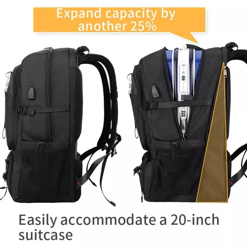 Rucsac laptop 15.6", impermeabil, expandabil, pentru excursii, cu compartiment pentru incaltaminte, Escalate, 40x23/31x63 cm, Negru