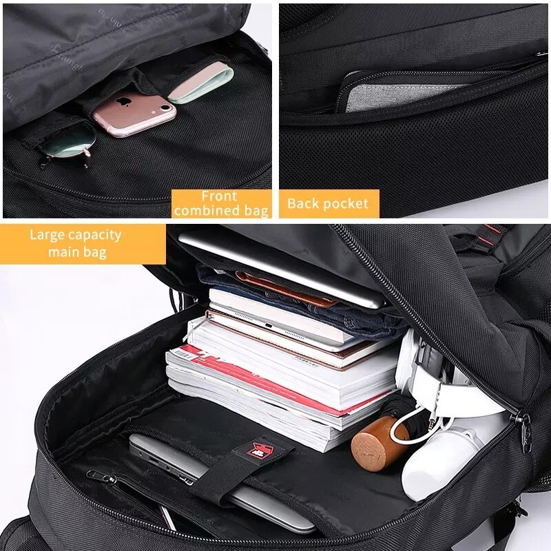 Rucsac laptop 15.6", impermeabil, expandabil, pentru excursii, cu compartiment pentru incaltaminte, Escalate, 40x23/31x63 cm, Negru