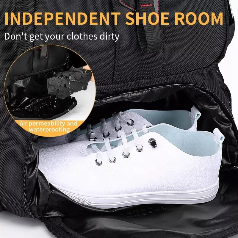 Rucsac laptop 15.6", impermeabil, expandabil, pentru excursii, cu compartiment pentru incaltaminte, Escalate, 40x23/31x63 cm, Negru