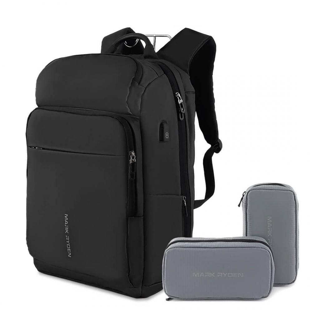 Rucsac/ghiozdan Mark Ryden Smart pentru laptop 15.6", port USB, complet impermeabil, sistem antifurt, unisex, spatios, compartiment produse ude, negru, calatorie, scoala sau servici