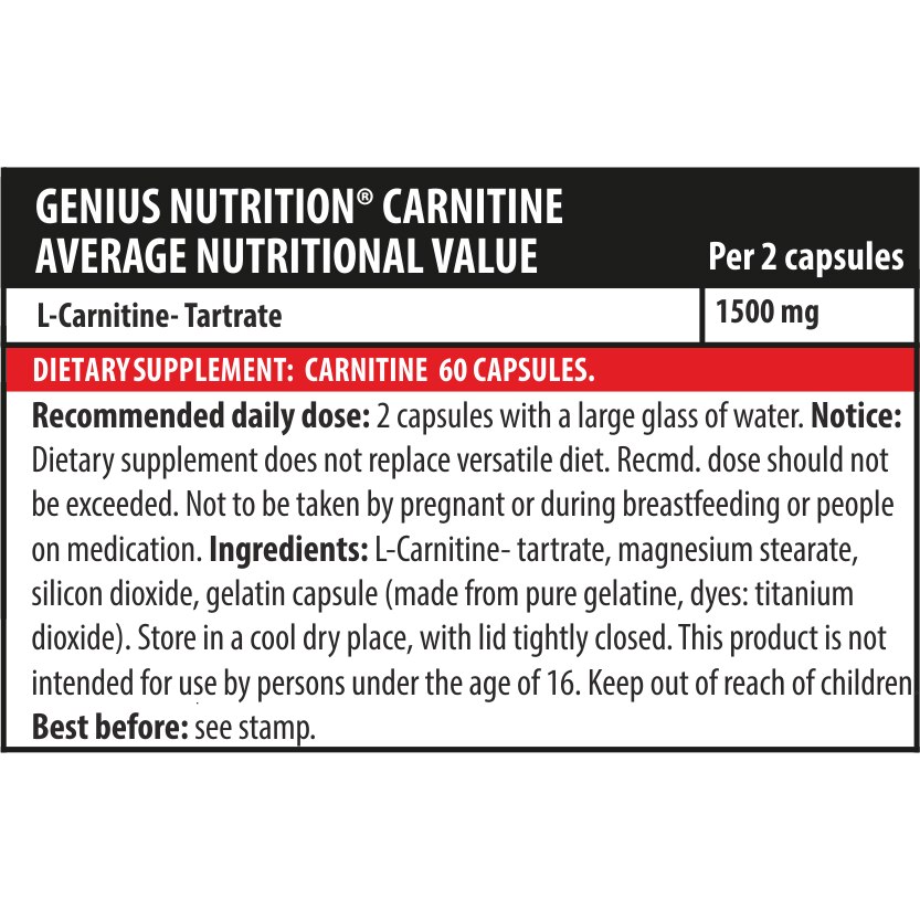 l-carnitina se ia in zilele de pauza Supliment alimentar Genius Nutition Carnitine, 60 capsule ce maximizeaza arderea grasimilor bpc 157 dosage nasal Pack Size:100 ampolas