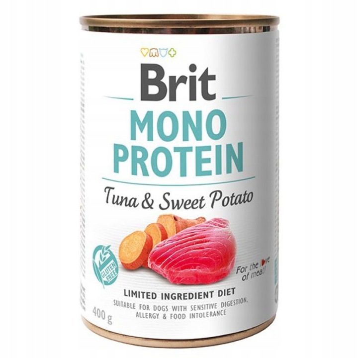 Hrana umeda pentru caini, conserva mono protein Brit, Ton si Cartofi Dulci, 400 g