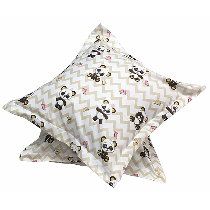 Set doua huse de perna bej, pentru copii, 70X70cm, din colectia "Panda" din bumbac ranforce, Liz Line - SPR70/70240