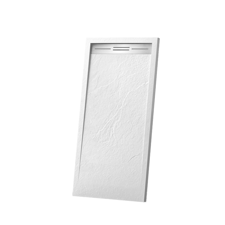 Душ корито, минерален композит, размери 120x100 см, височина 2,8 см, изрез, бяло, Gonzalo