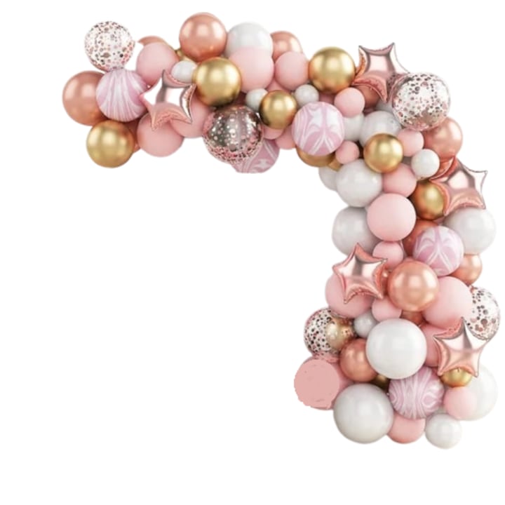 Комплект балони за парти с гирлянди от арка, 82 части, декорация в розово и златисто