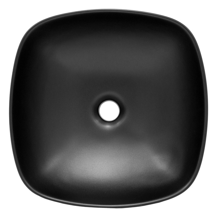 ML-Design mosogató, kerámia, matt fekete, 405x405x150mm, lefolyó normál csatlakozással