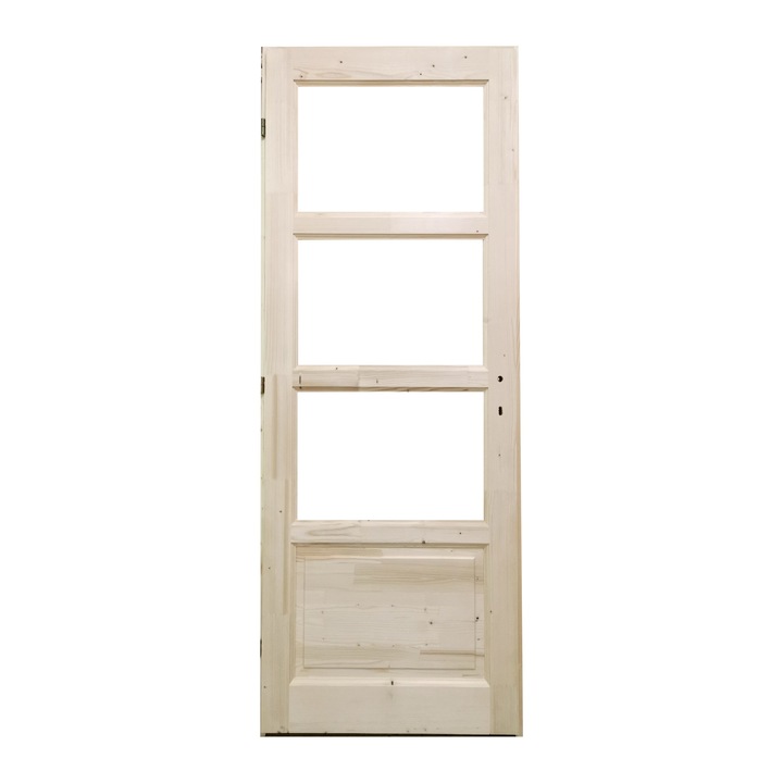 Usa interior, Kobezol, Lemn masiv, Zebra decupat, Deschidere stanga, Natur, 78x205 cm