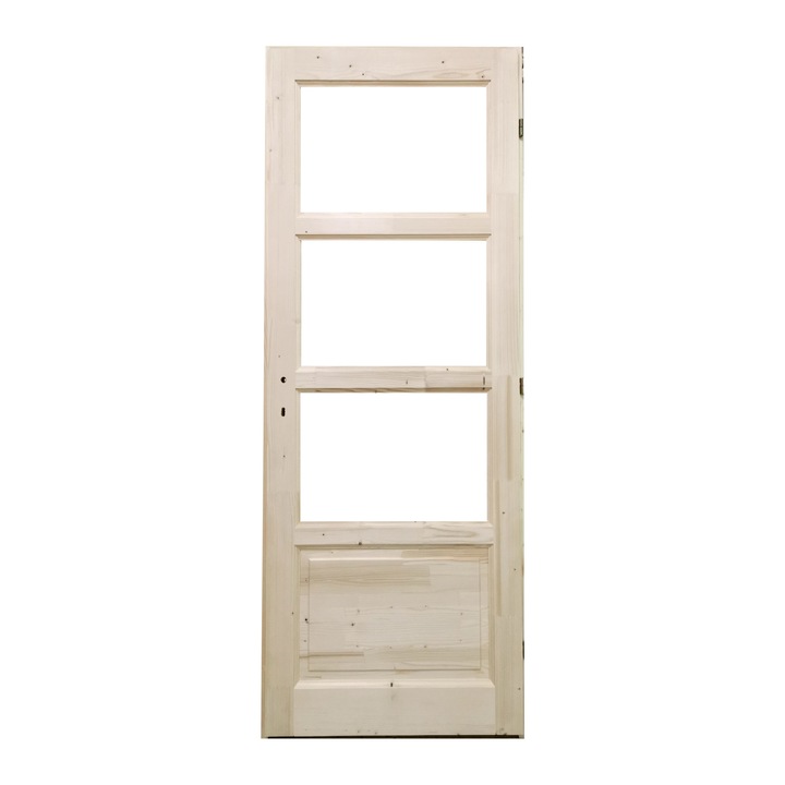 Usa interior, Kobezol, Lemn masiv, Zebra decupat, Deschidere dreapta, Natur, 78x205 cm