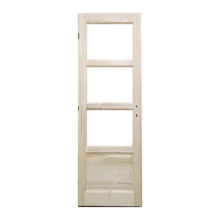 Usa interior, Kobezol, Lemn masiv, Zebra decupat, Deschidere stanga, Natur, 68x205 cm