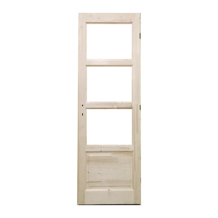 Usa interior, Kobezol, Lemn masiv, Zebra decupat, Deschidere dreapta, Natur, 68x205 cm