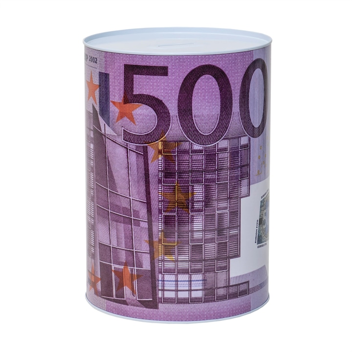 Pusculita metalica cu bancnota de 500 euro, 22x15cm / CD2568