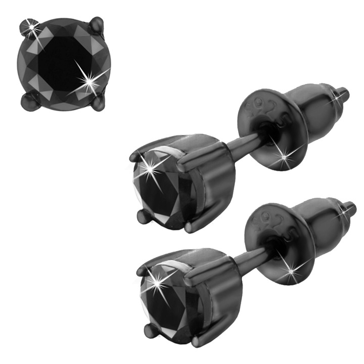 Set cercei barbati, Mennica Bydgoska, Argint, Negru