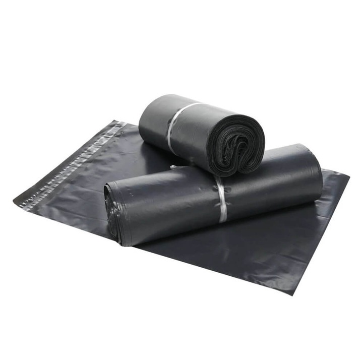 Комплект от 100 черни тънки куриерски плика Createur - 17x30см