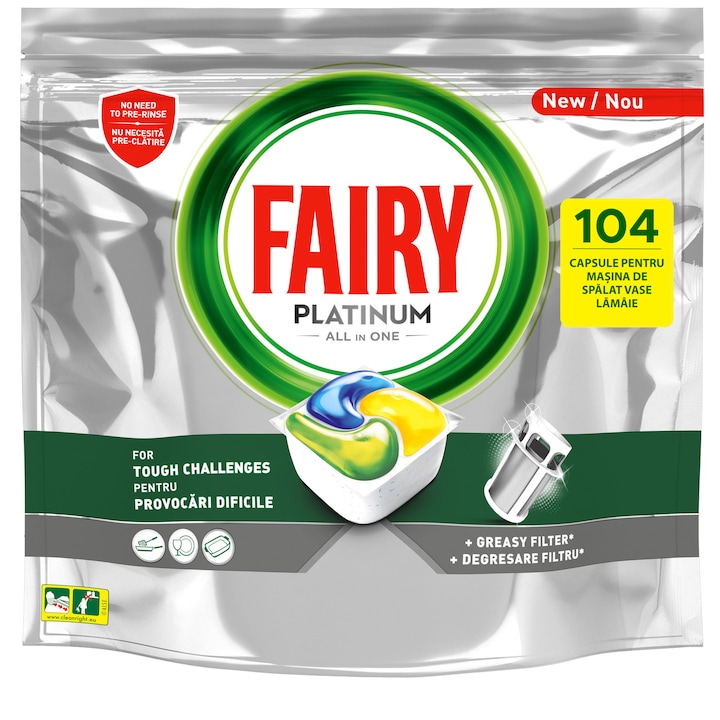 Капсули за съдомиялна Fairy Platinum, 104 броя