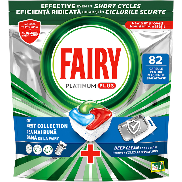Капсули за съдомиялна Fairy Platinum Plus Deep Clean, 82 броя