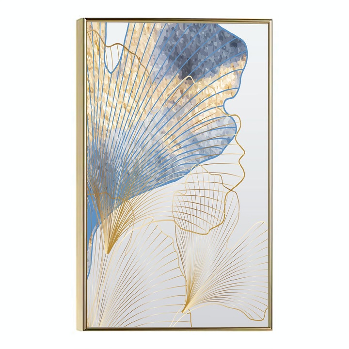 Tablou Poster Inramat, Abstract Flower Art, 80x60 cm, Rama Aurie