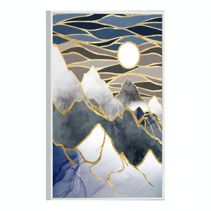Tablou Poster Inramat, Abstract Mountain With the Sun, 21 x 30 cm, Rama Alba