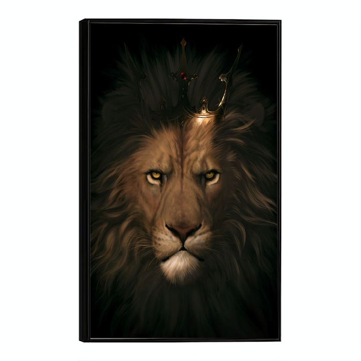 Tablou Poster Inramat, Lion in The Crown, 21 x 30 cm, Rama Neagra
