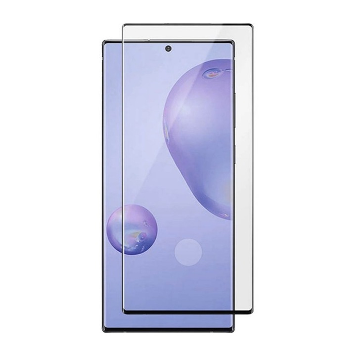 Закален стъклен протектор за екран за Samsung Galaxy S22 Ultra, пълна защита с лепило върху всички повърхности, технология за защита 9H Aziao, изрез за пръстови отпечатъци, черни ръбове