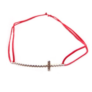 Bratara cu nod dublu Cruce cu pietre, Argint 925, 3 cm x 0.6 cm Bratara cu nod dublu Cruce cu pietre, Argint 925, 3 cm x 0.6 cm