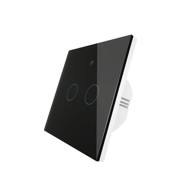 Intrerupator touch inteligent WiFi, fara Nul, dublu, negru