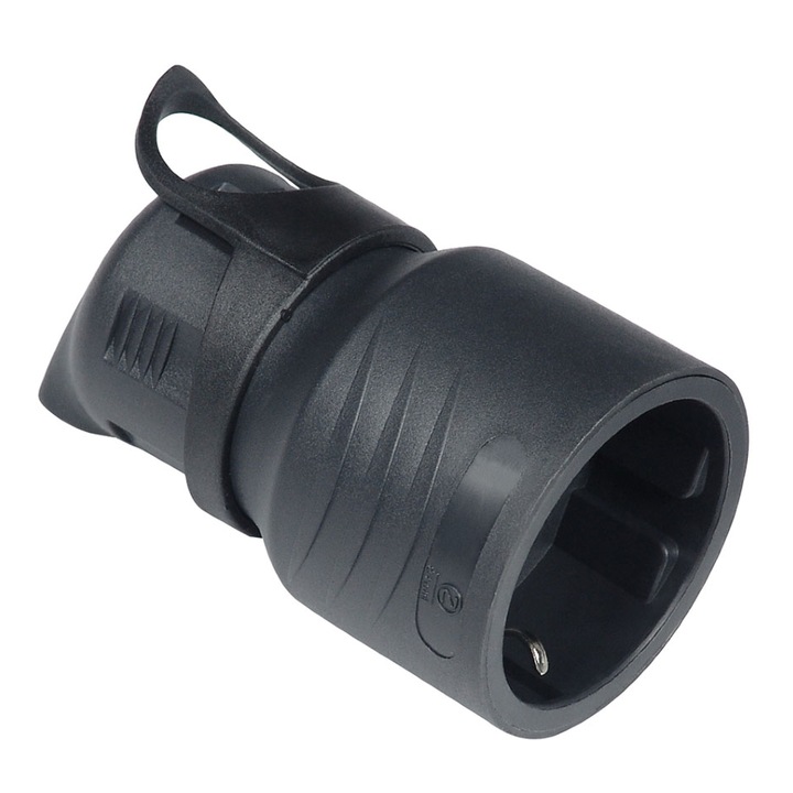 Cupla cu impamantare neagra 16A 250VAC iesire unghi